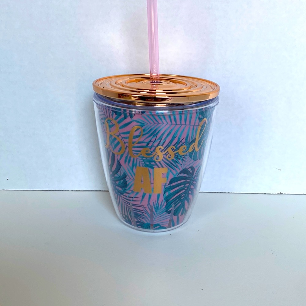 BLESSED AF CUP WITH STRAW